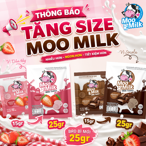 MooMilk vị Dâu và Socola tăng size lên 25g – Thêm nhiều kẹo hơn, thưởng thức trọn vẹn hơn