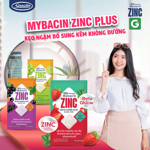 Mybacin ZinC Plus – Kẹo ngậm bổ sung kẽm không đường, vị trái cây thơm ngon
