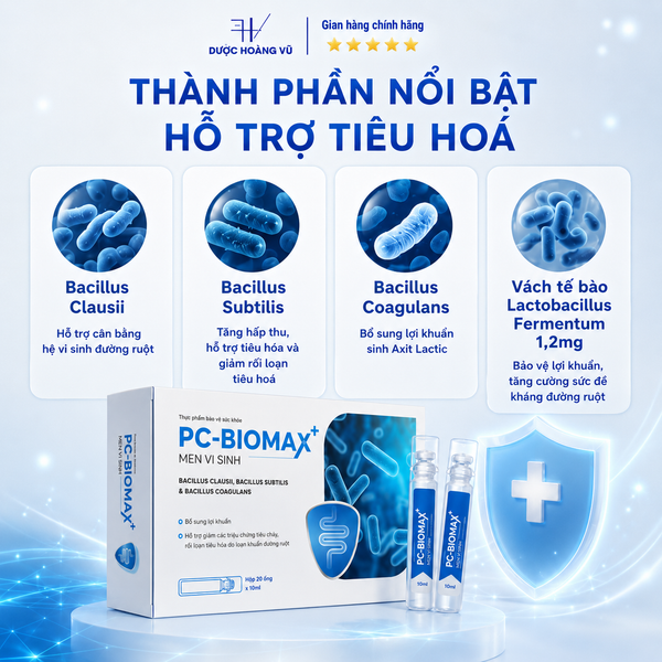 Men vi sinh PC Biomax hỗ trợ hệ tiêu hóa, bổ sung lợi khuẩn đường ruột ...