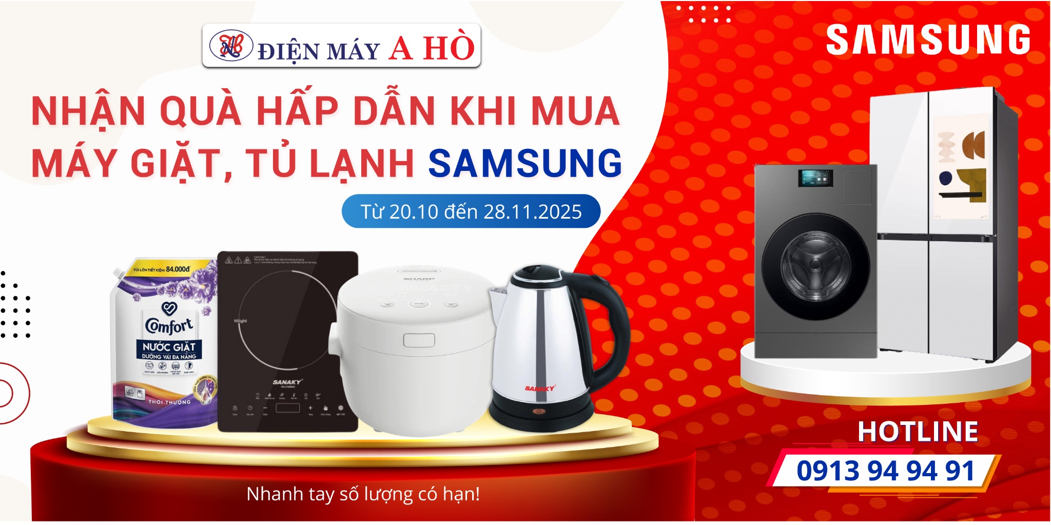 Nhận quà hấp dẫn khi mua máy giặt, tủ lạnh Samsung