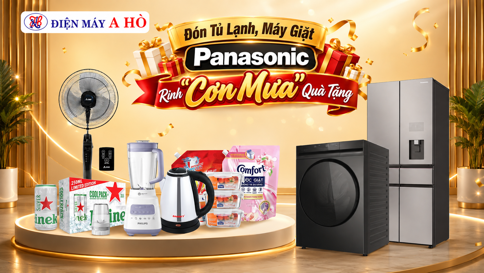🎁🌧️ĐÓN TỦ LẠNH, MÁY GIẶT PANASONIC – RINH “CƠN MƯA” QUÀ TẶNG 🎁🌧️