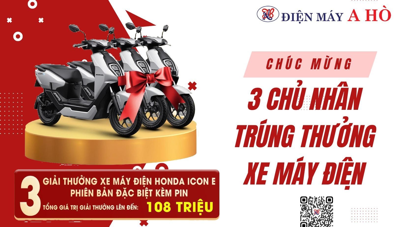 Chúc mừng 3 khách hàng may mắn trúng thưởng Xe máy điện Honda ICON E