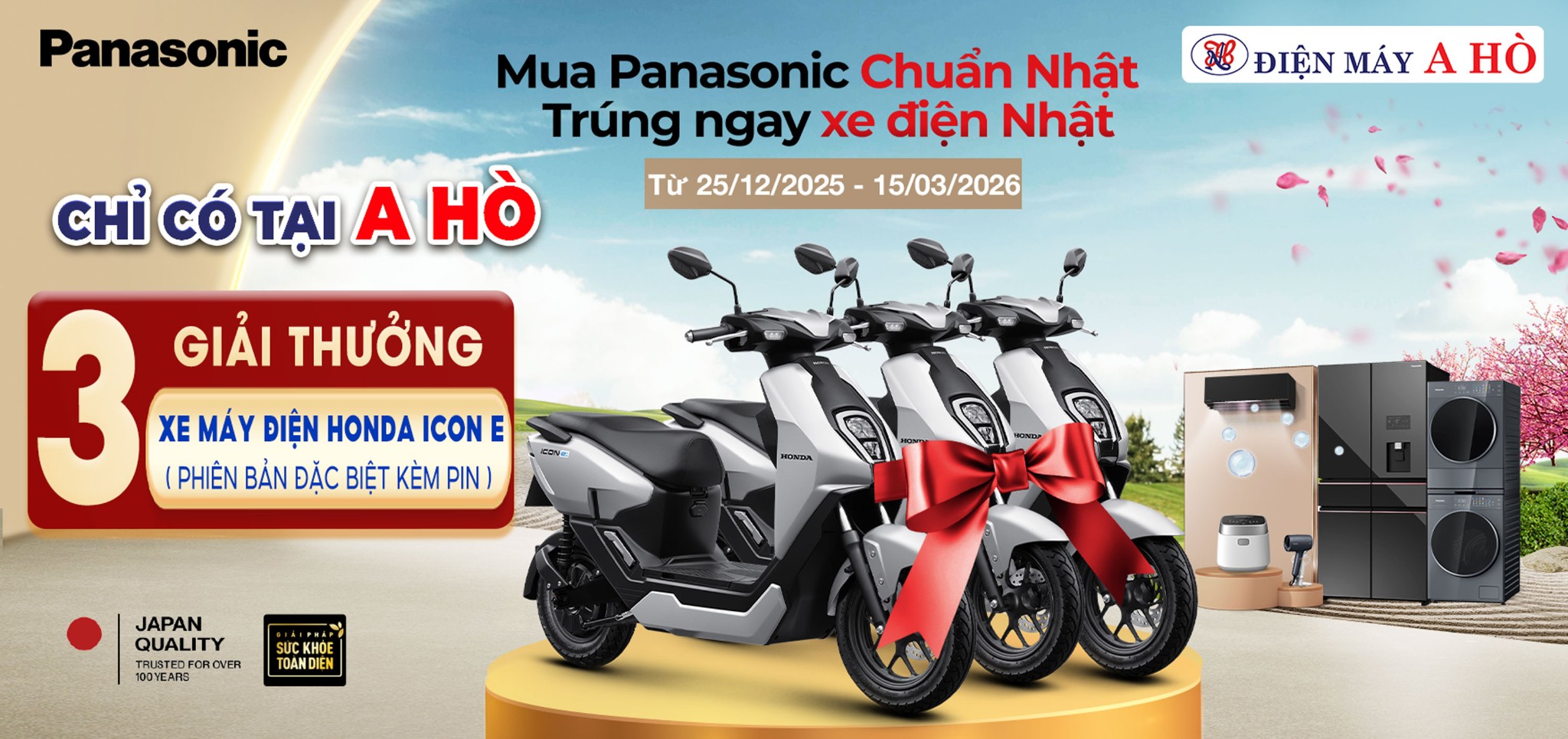 💥 Rinh ngay xe điện Nhật - Quà tặng đầu xuân ý nghĩa khi mua sản phẩm 𝐏𝐚𝐧𝐚𝐬𝐨𝐧𝐢𝐜 tại Điện máy A HÒ