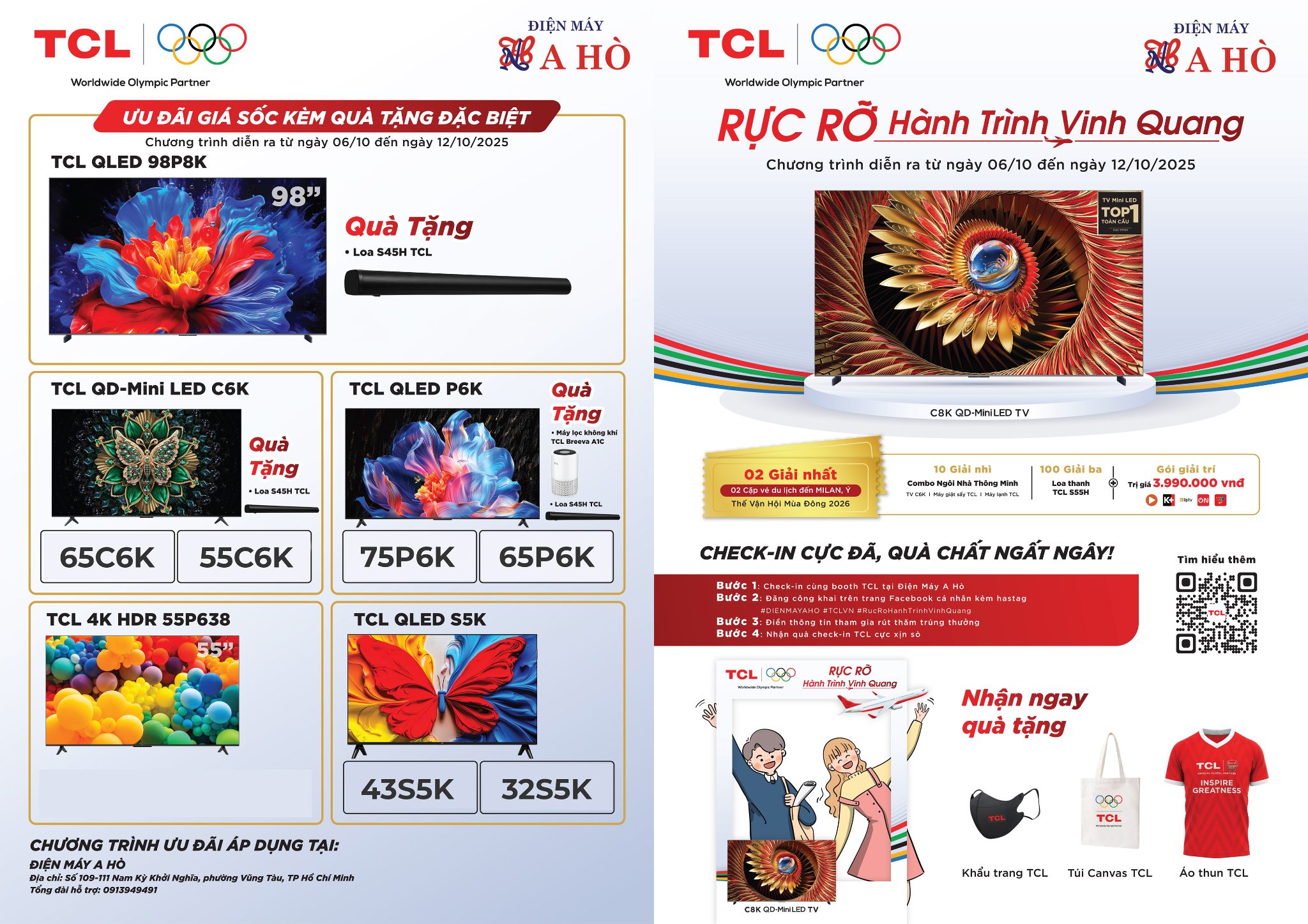 Tivi TCL ưu đãi GIÁ SỐC kèm QÙA TẶNG ĐẶC BIỆT + săn VÉ DU LỊCH Ý