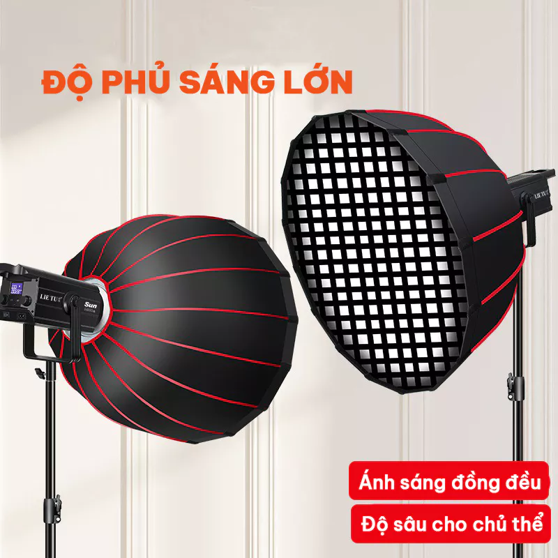Softbox Parabolic 60cm Ngàm Bowens Kèm Lưới Tổ Ong - Thiết Kế Thao Tác Nhanh