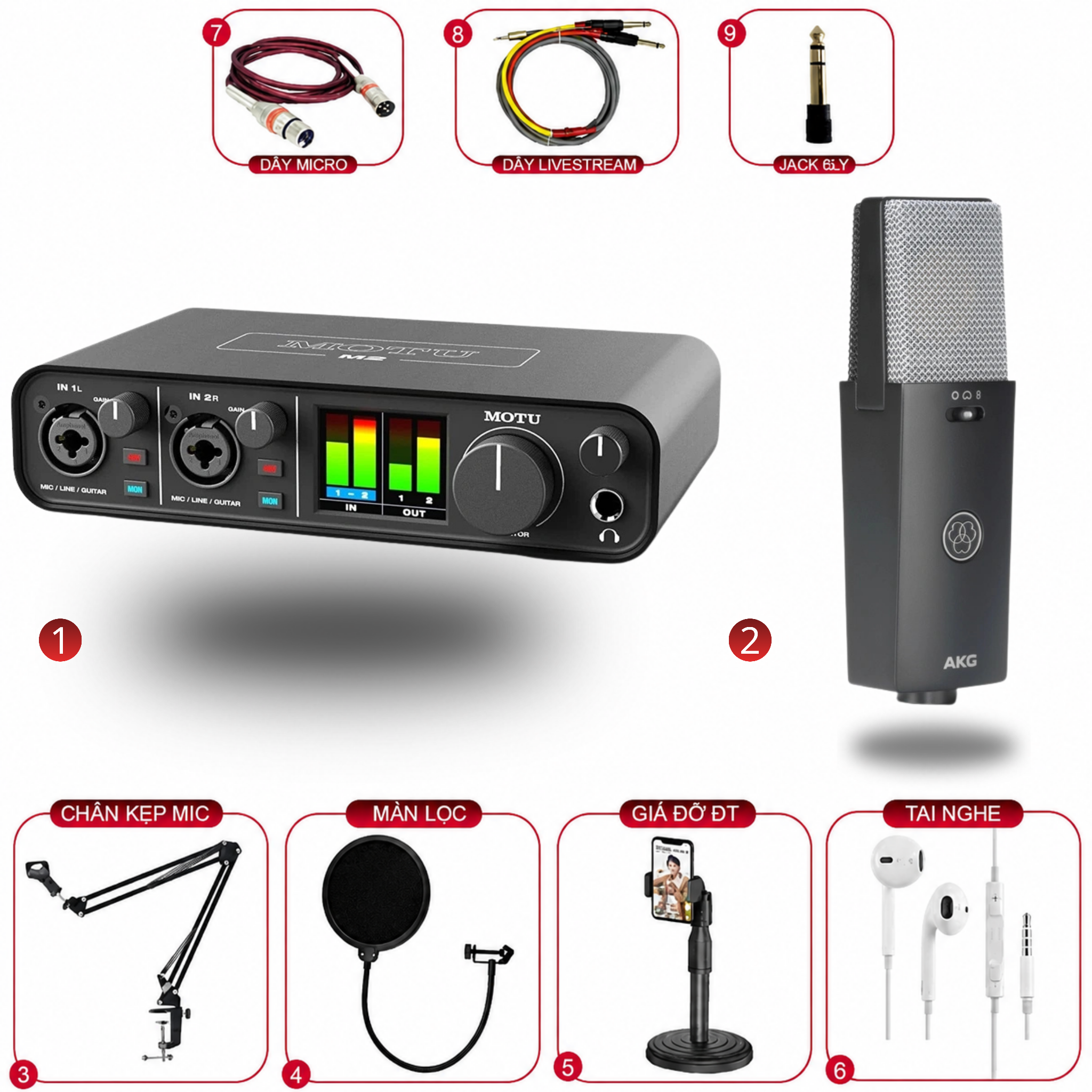 Combo Soundcard MOTU M2 & Micro AKG C114