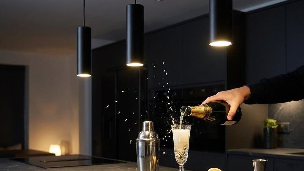 Giải Pháp Bố Trí Đèn Thả Trần Hình Trụ Tối Giản Cho Đảo Bếp Và Quầy Bar