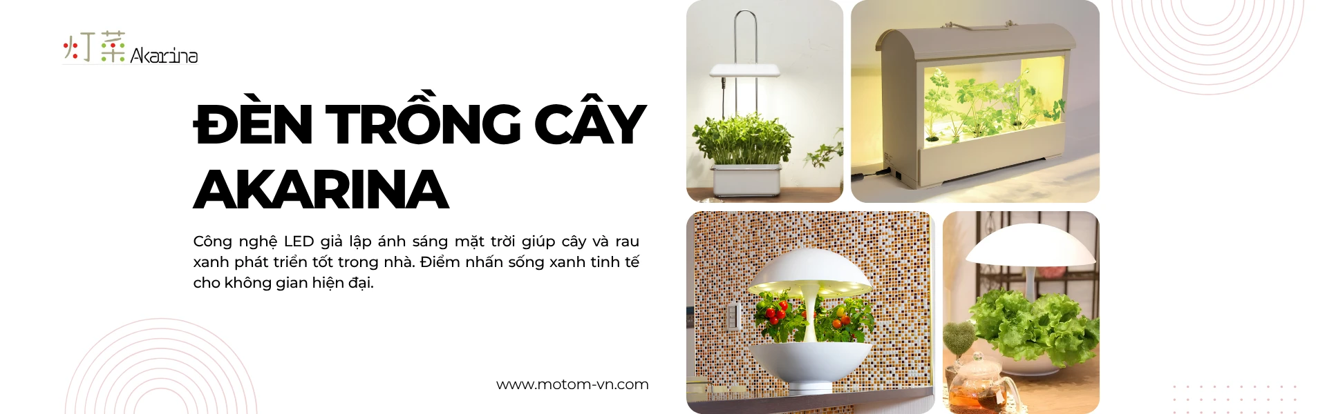 Đèn LED trồng cây trồng rau trong nhà Akarina MotoM Nhật Bản