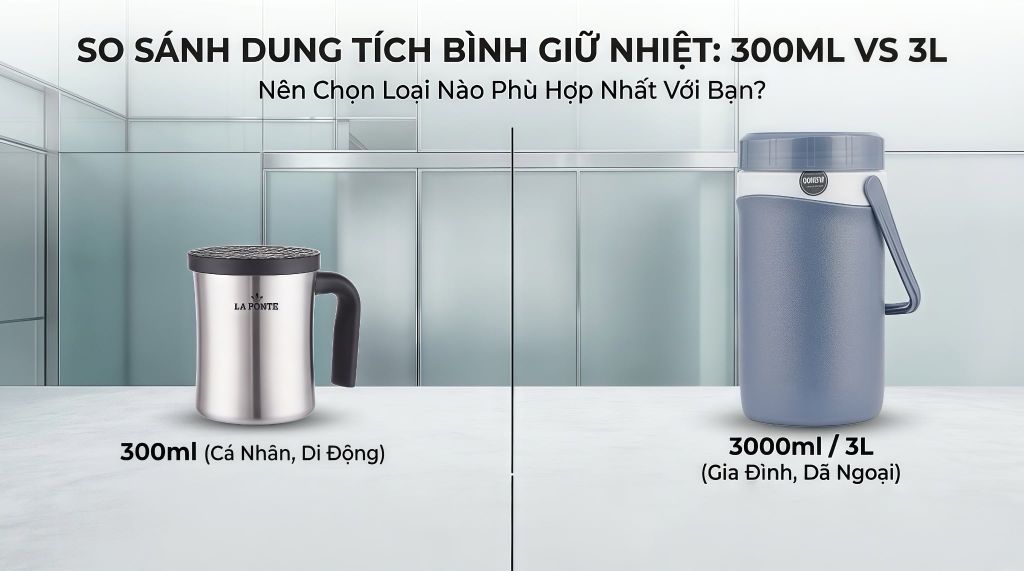 So Sánh Dung Tích Bình Giữ Nhiệt: từ 300ml Đến 3l - Nên Chọn Loại Nào?
