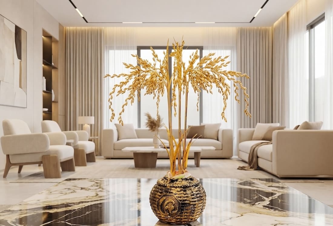 Hũ lúa mạ vàng, chậu lúa thần tài mạ vàng