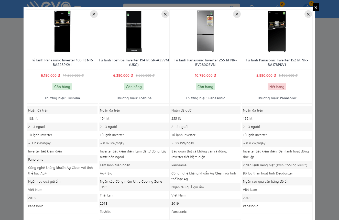 So sánh sản phẩm