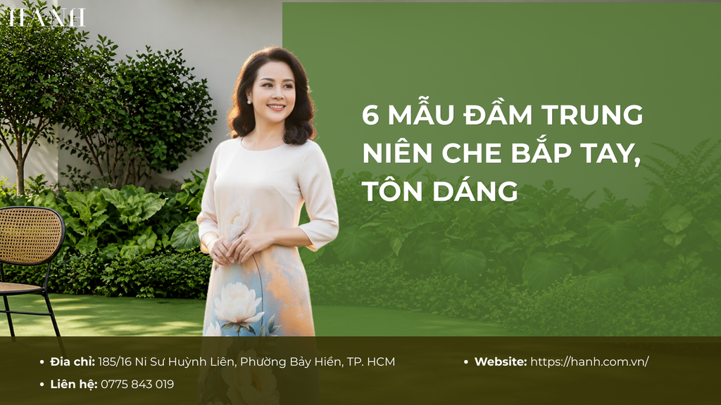 6 mẫu đầm trung niên che bắp tay, tôn dáng được ưa chuộng nhất