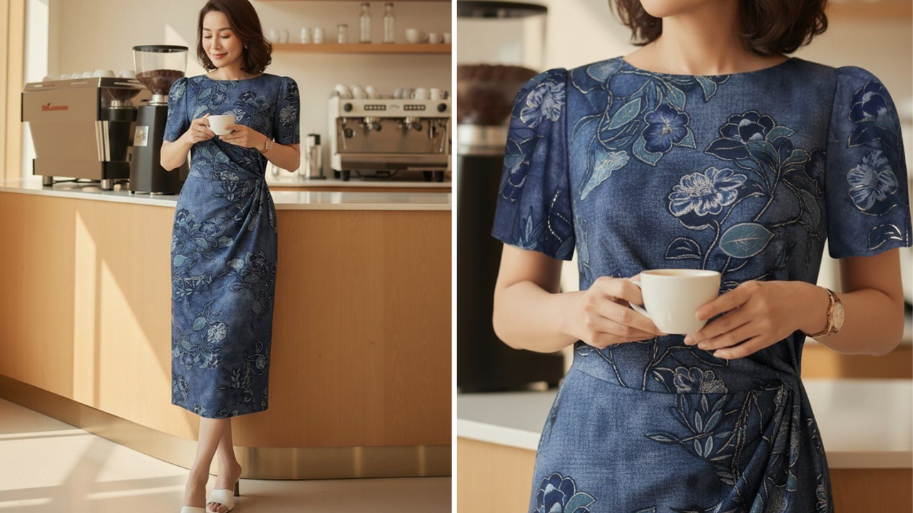 Đầm ôm nhẹ trung niên