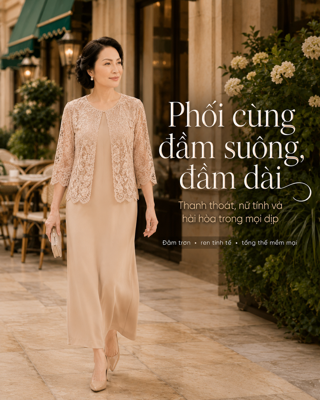 phoi-ao-khoac-ren-voi-dam-suong-hoac-dam-dai