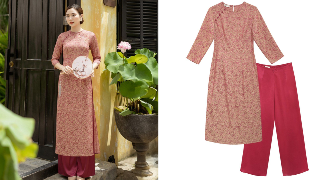 Mẫu áo dài cổ trụ