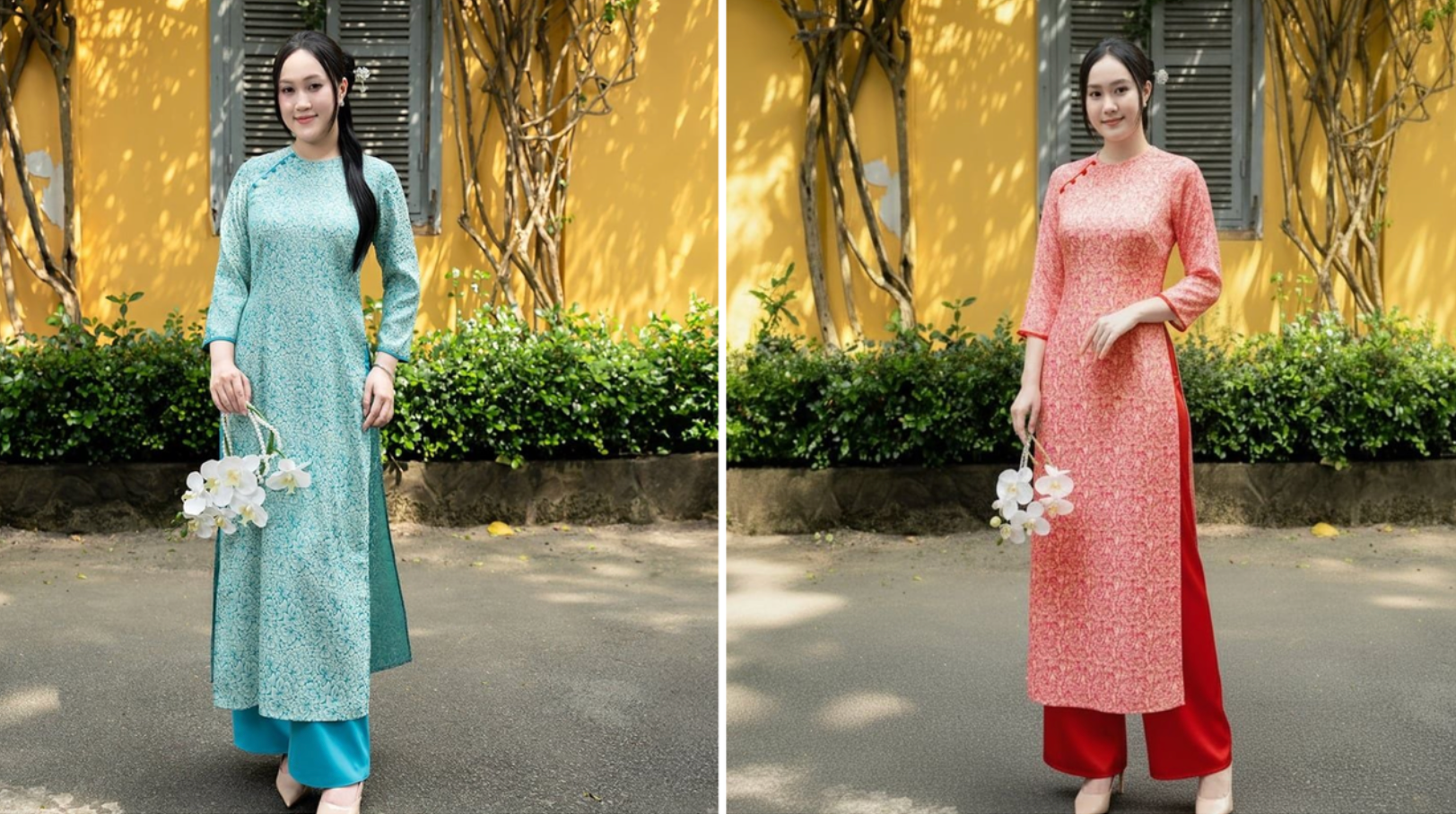 Đầm phối hoạt tiết nhẹ nhàng, sang trọng
