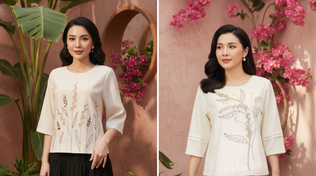 Áo kiểu trung niên trang nhã