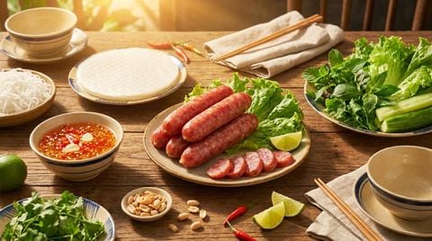Cách làm Gỏi Cuốn Lạp Xưởng Tươi rau sống chấm sốt chua ngọt thanh mát