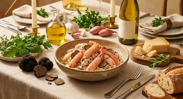 Cách làm Mì Ý sốt kem Thịt Đùi Ghẹ nấm truffle đen, chuẩn vị Ý sang trọng