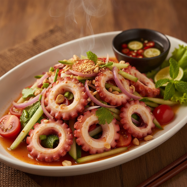 Cách làm Gỏi Râu Bạch Tuộc Đỏ kiểu Thái chua cay đậm đà, chuẩn vị