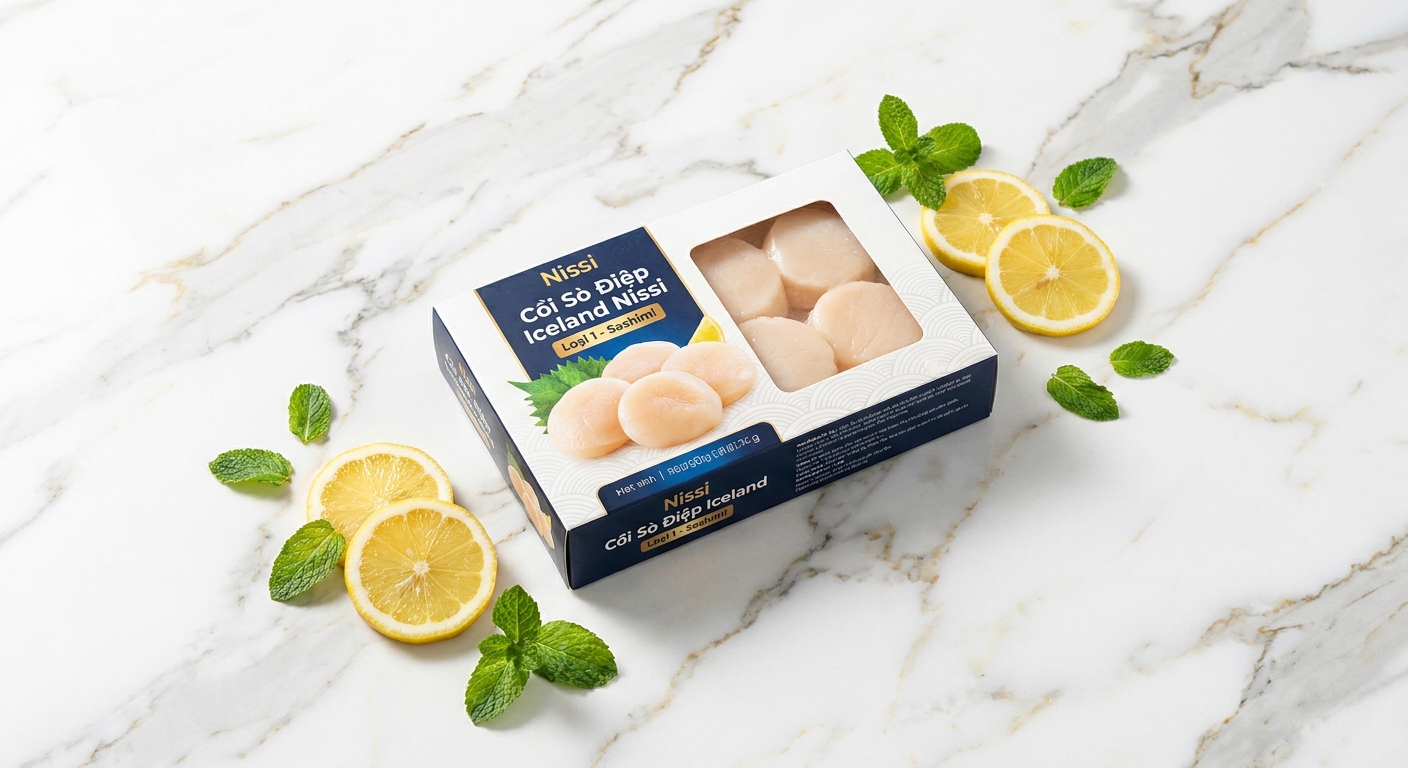 Giá cồi sò điệp Iceland Nissi loại 1 sashimi bao nhiêu