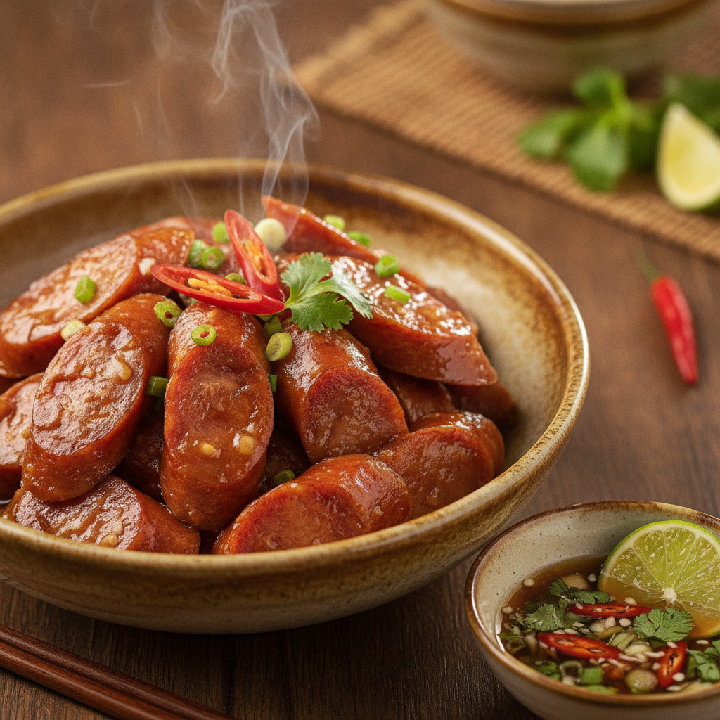 Bí quyết làm Lạp Xưởng Tươi rim nước cốt dừa đậm đà khó cưỡng vị miền Tây