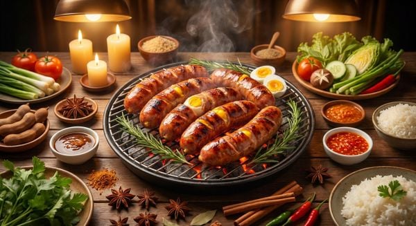 Hướng dẫn Lạp Xưởng Tươi Trứng Muối nướng than hoa thơm lừng đậm vị