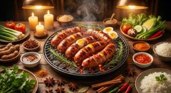 Hướng dẫn Lạp Xưởng Tươi Trứng Muối nướng than hoa thơm lừng đậm vị