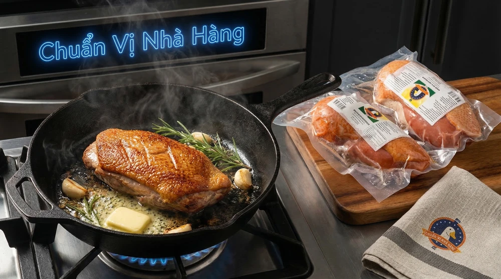 Lườn ngỗng hun khói ăn sống được không? Hướng dẫn cách áp chảo lườn ngỗng mềm, mọng nước. hình 3
