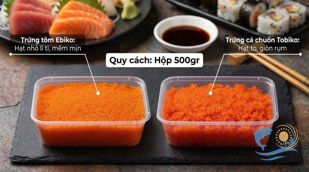 Phân biệt Trứng tôm Ebiko và Trứng cá chuồn Tobiko: Điểm khác biệt và loại nào ngon hơn? hình 1