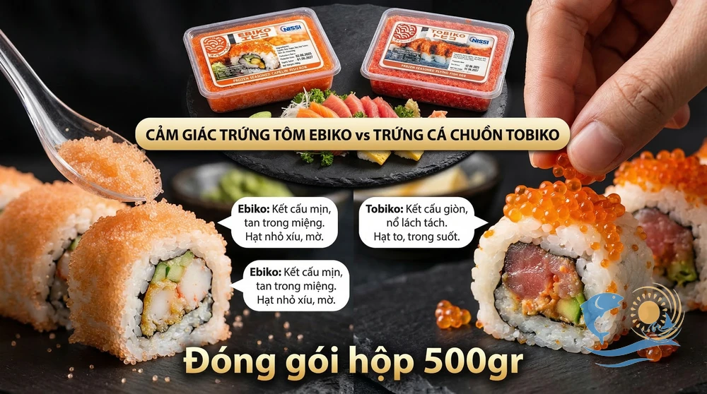 Phân biệt Trứng tôm Ebiko và Trứng cá chuồn Tobiko: Điểm khác biệt và loại nào ngon hơn? hình 2