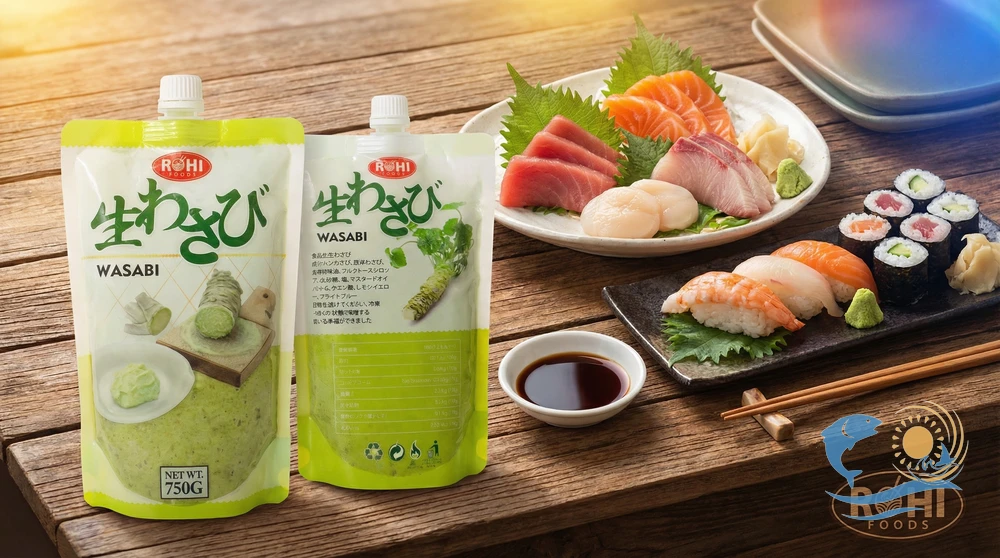 Wasabi tươi và mù tạt dạng tuýp khác nhau thế nào? Nơi mua sỉ túi 750gr có nắp cho quán Sushi. hình 3