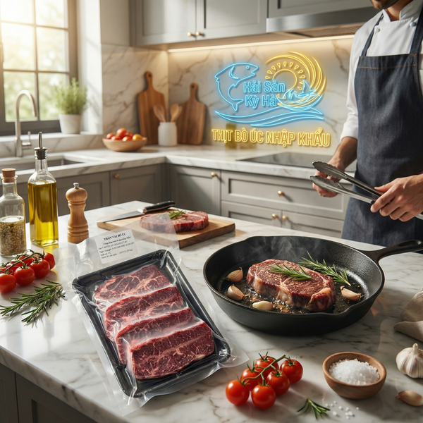 Lõi vai bò Úc đóng khay 500gr hút chân không tại Hải Sản Kỳ Hà