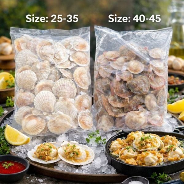 Phân loại sò điệp vỏ trắng và vỏ đỏ