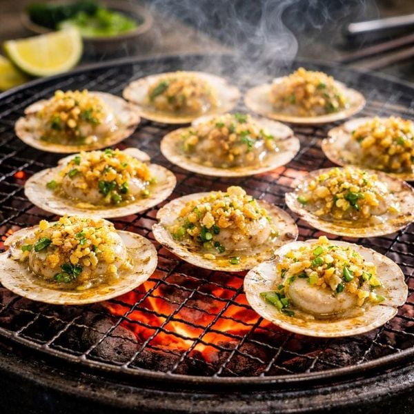 Sò điệp nướng mỡ hành ngon