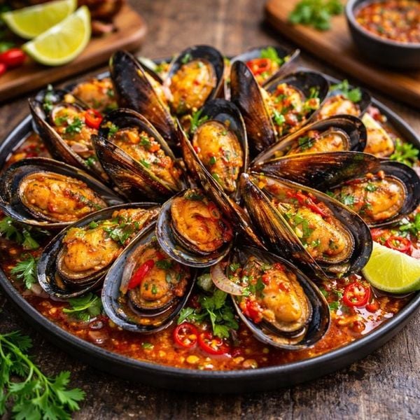 Vẹm chile nguyên con sốt thái