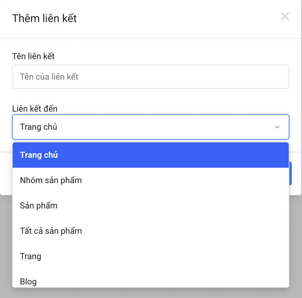 Thêm liên kết Menu Haravan