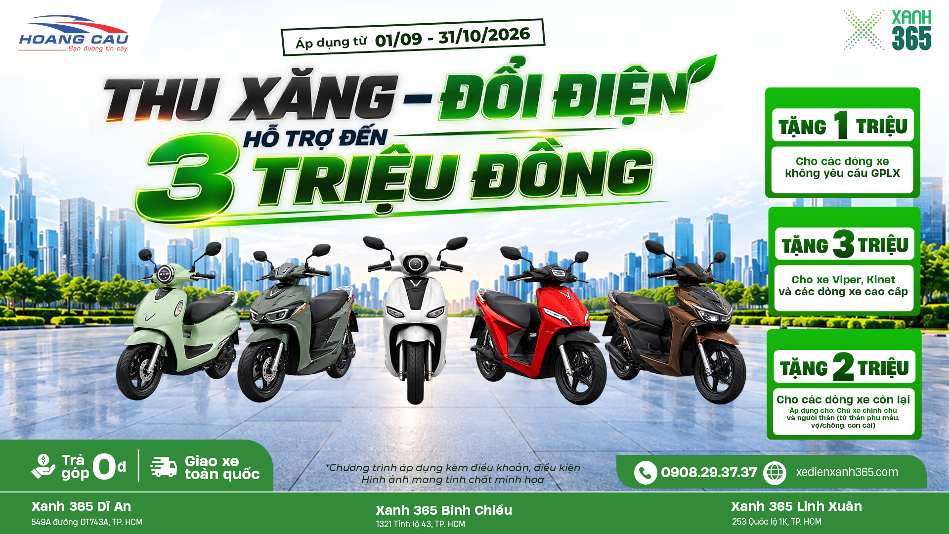 Nhận gói ưu đãi đến 3 triệu khi đổi xăng sang điện
