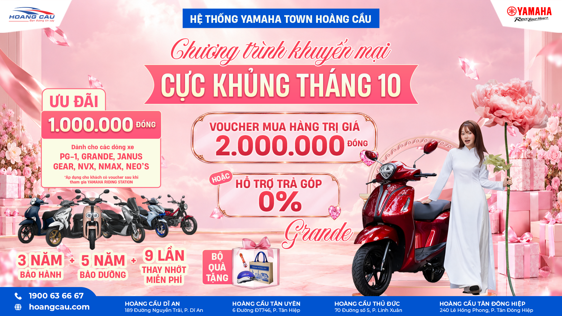 ƯU ĐÃI YAMAHA THÁNG 10 – MUA XE MỚI, NHẬN TRỌN QUYỀN LỢI TẠI YAMAHA TOWN HOÀNG CẦU