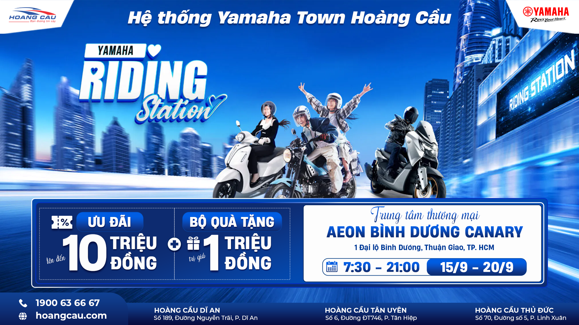 SỰ KIỆN YAMAHA RIDING STATION – MỞ LỐI MỘT TÔI MỚI TẠI AEON MALL BÌNH DƯƠNG CANARY