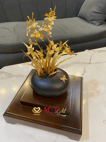 Bình Hoa Địa Lan Dát Vàng 24K – Biểu Tượng Phú Quý, Sang Trọng