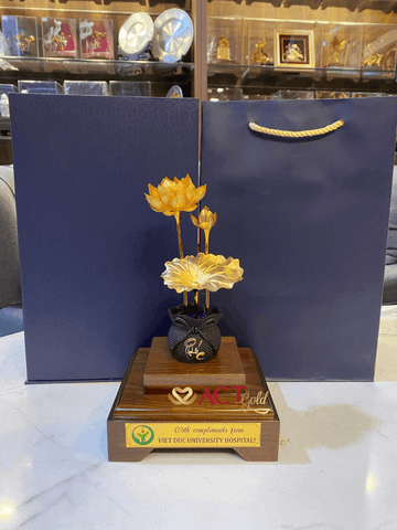 Tìm Hiểu Về Chậu Sen 3 Cành Dát Vàng 24K