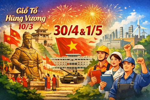 Lịch Nghỉ Giỗ Tổ Hùng Vương 10/3, 30/4 và 1/5 Mới Nhất