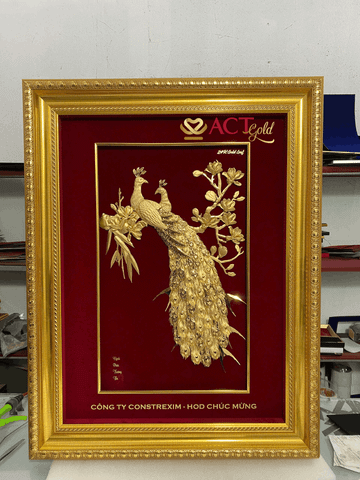 Tranh Đôi Chim Công Dát Vàng 24K – Biểu Tượng Phú Quý, Hạnh Phúc