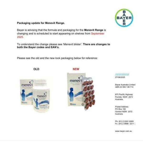 menevit úc mẫu mới 90 viên dạng vỉ