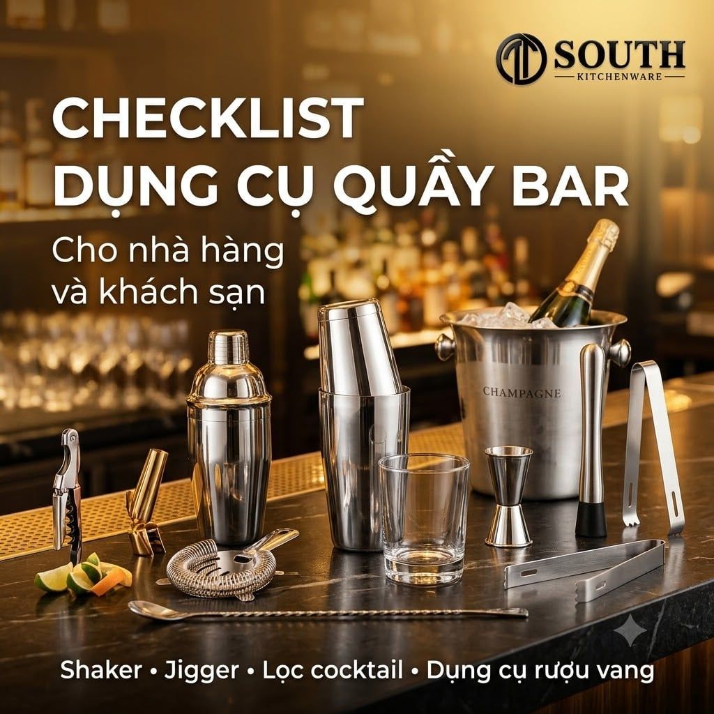 Checklist dụng cụ quầy bar cho nhà hàng, khách sạn theo từng khu vực