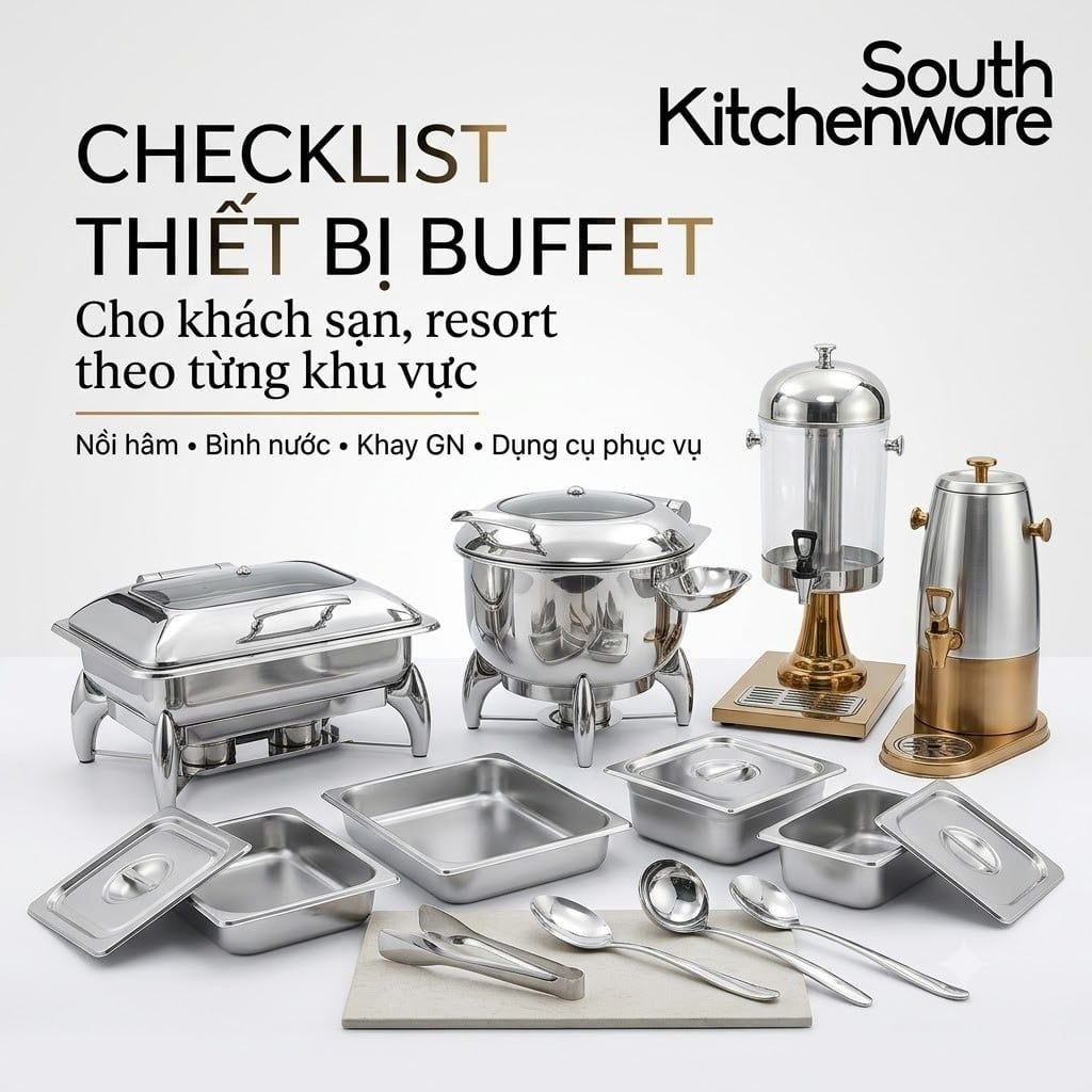 Checklist thiết bị buffet cho khách sạn, resort theo từng khu vực