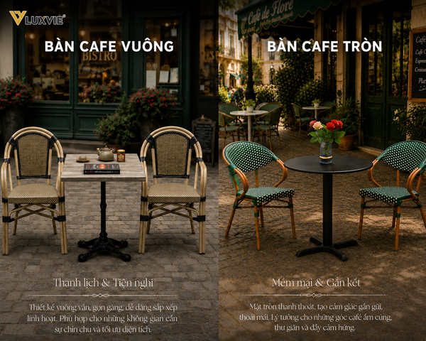 Nên Chọn Bàn Cafe Ngoài Trời Là Bàn Tròn Hay Bàn Vuông Cho Quán Cafe?