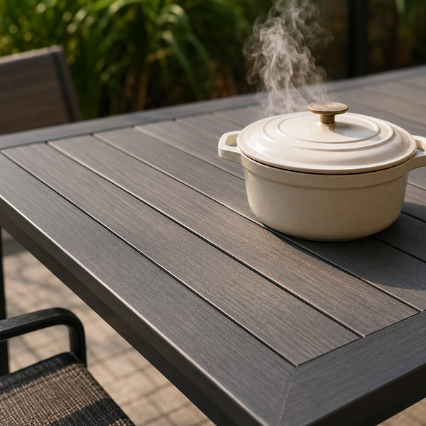 Mặt bàn Polywood có chịu được đồ ăn nóng không?