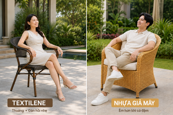 Lưới Textilene và nhựa giả mây khác gì nhau?